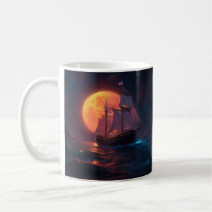 Voyage Under a Radiant Moonlit Sky Coffee Mug