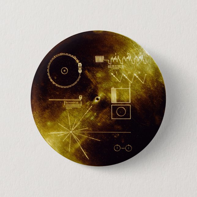 Voyager Golden Record 6 Cm Round Badge (Front)