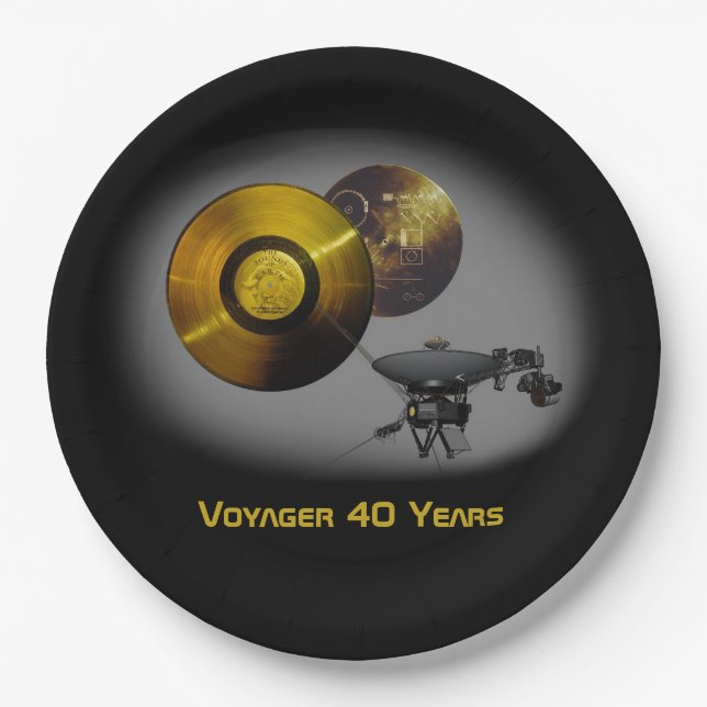 Voyager Spacecraft and Golden Record at 40 Paper Plate (Front)