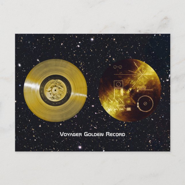 Voyager Spacecraft Golden Record and Cover Postcard (Front)