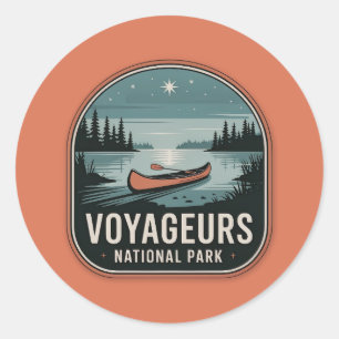 Voyageurs National Park Canoe Badge Classic Round Sticker