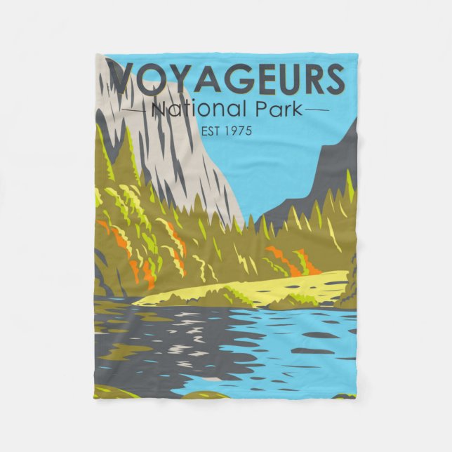 Voyageurs National Park Minnesota Vintage Fleece Blanket (Front)