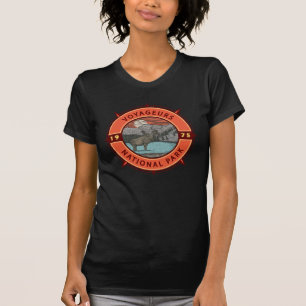 Voyageurs National Park Moose Retro Compass Emblem T-Shirt