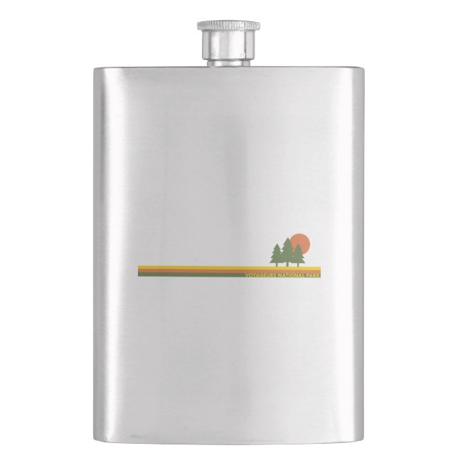 Voyageurs National Park Pine Trees Sun Hip Flask (Front)