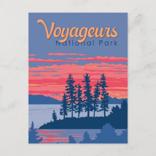 Voyageurs National Park Rainy Lake Illustration Postcard