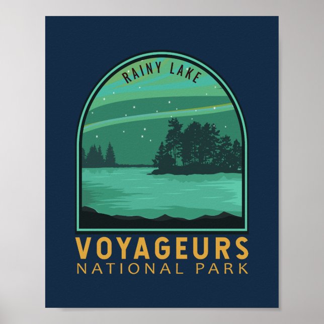 Voyageurs National Park Rainy Lake Vintage Emblem Poster (Front)