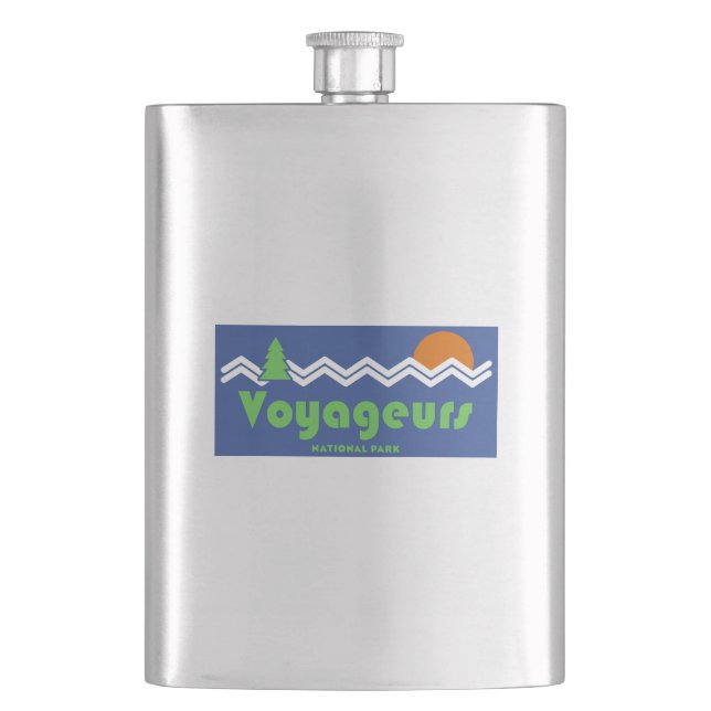 Voyageurs National Park Retro Hip Flask (Front)
