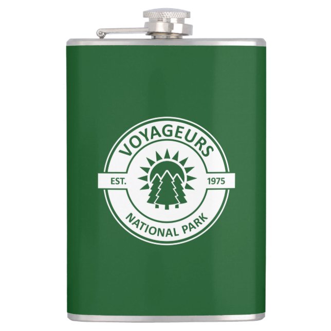 Voyageurs National Park Sun Trees Hip Flask (Front)