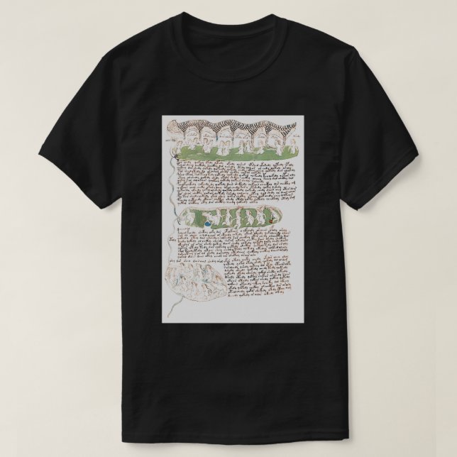 Voynich Manuscript Bathing Women Illustrations T-Shirt (Design Front)