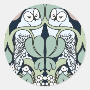 Voysey Art Nouveau Owl Nest Pattern Stickers