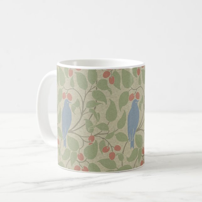 Voysey's Birds in Berry Bush Coffee Mug (Front Left)