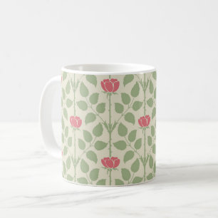Voysey's Briar Rose, Deep Pink on Ivory Coffee Mug