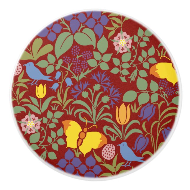 Voysey's Wildflowers Ceramic Knob (Front)