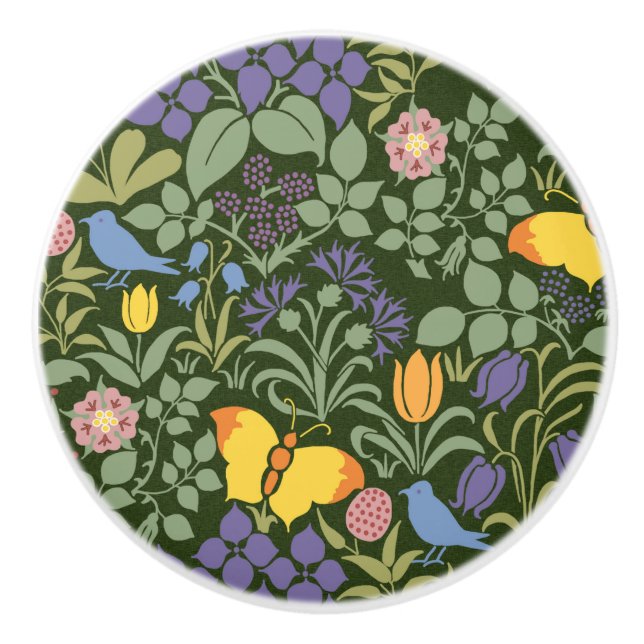 Voysey's Wildflowers Ceramic Knob (Front)