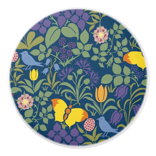 Voysey's Wildflowers Ceramic Knob (Front)