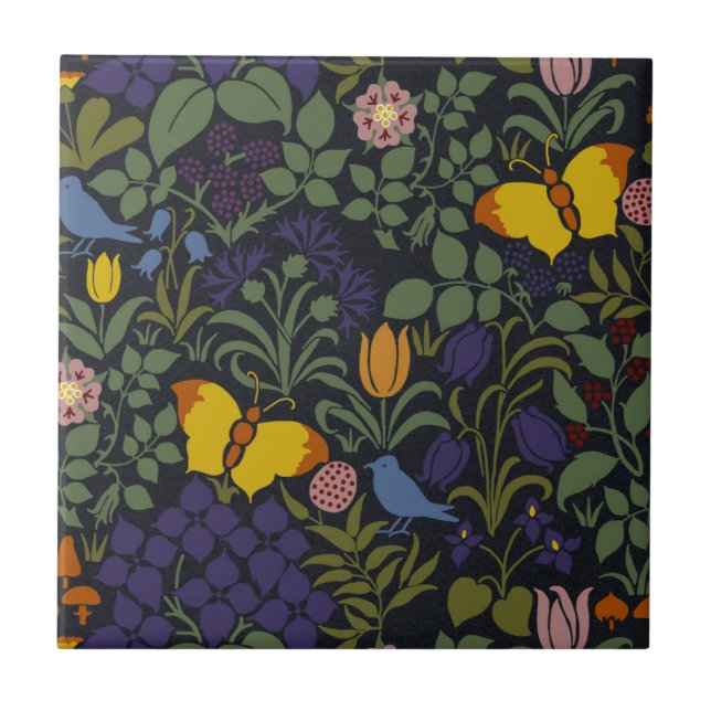 Voysey's Wildflowers Ceramic Tile (Front)
