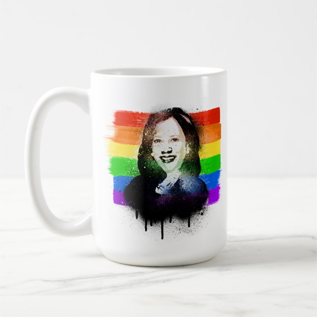 VP Kamala Harris LGBTQ Pride Flag Graffiti Coffee Mug (Left)