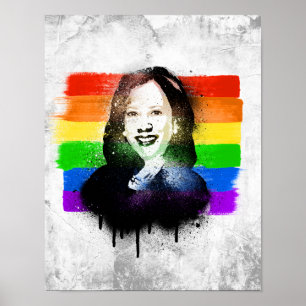 VP Kamala Harris LGBTQ Pride Flag Graffiti Poster