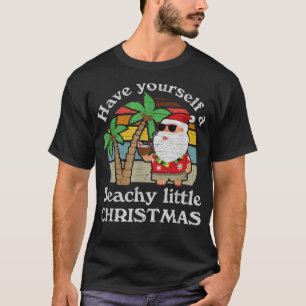 VqD1 Retro Beachy Christmas Santa Merry Xmas Beach T-Shirt