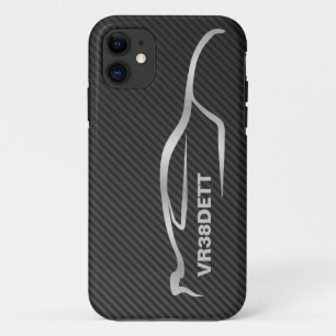 "VR38DETT" Skyline GT-R Grey Silhouette Logo iPhone 11 Case