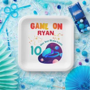 VR Birthday Boy Gamer Party Group Matching  Paper Plate