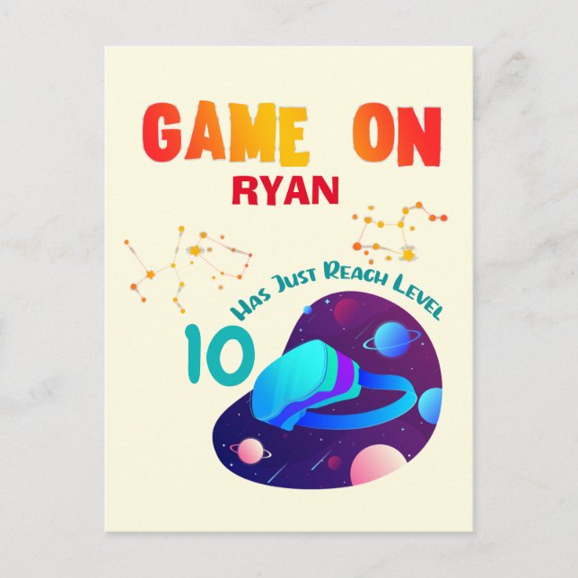 VR Birthday Boy Gamer Party Group Matching  Postcard (Front)