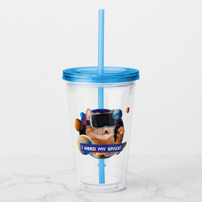 VR Cat In Space Acrylic Tumbler (Front)