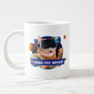 VR Cat In Space Large Coffee Mug