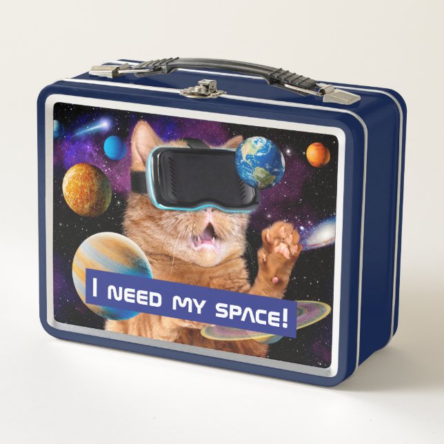 VR Cat In Space Metal Lunch Box (Front)