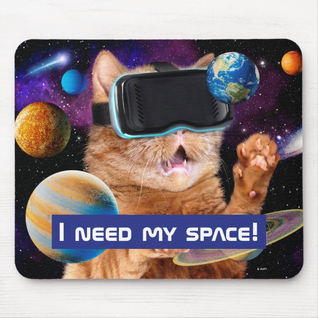VR Cat In Space Mouse Pad (Front)