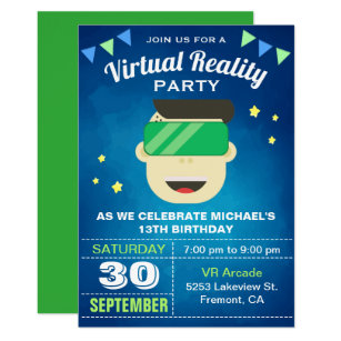 VR Game Virtual Reality Birthday Party Invitation