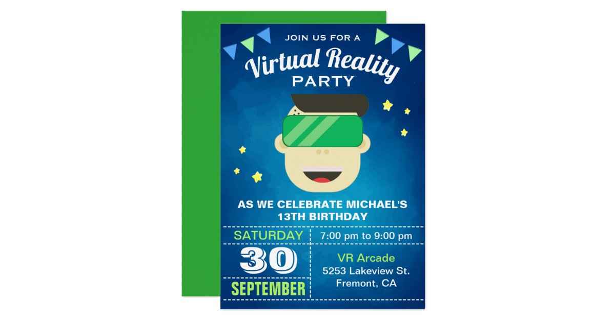 VR Game Virtual Reality Birthday Party Invitation | Zazzle.com.au