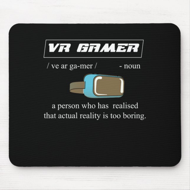 Vr Gamer Gaming Virtual Reality Geek Nerd Gift Mouse Pad (Front)