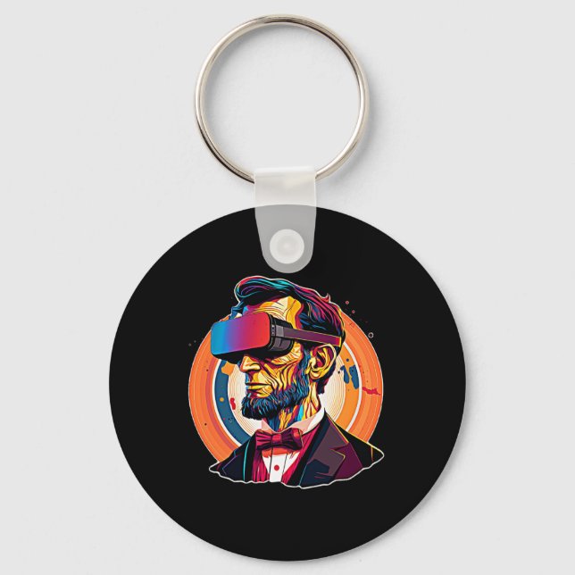 Vr Headset Abraham Lincoln Video Game Virtual Real Key Ring (Front)