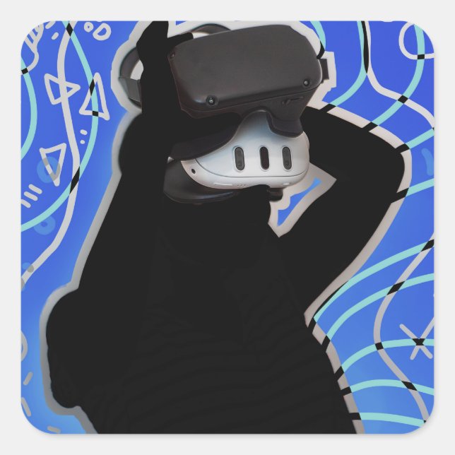 VR Headset Gaming Time Dynamic Background Square Sticker (Front)