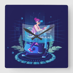 VR Sport  Square Wall Clock