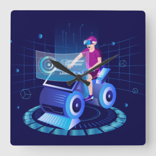 VR Sport Square Wall Clock