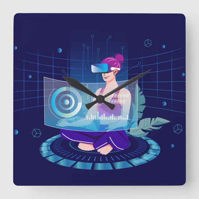 VR Sport  Square Wall Clock (Front)