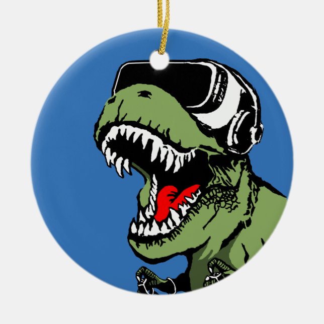 VR T-rex Ceramic Ornament (Front)