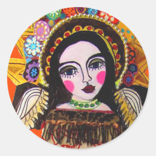 Vrgin of Guadalupe by Heather Galler Classic Round Sticker