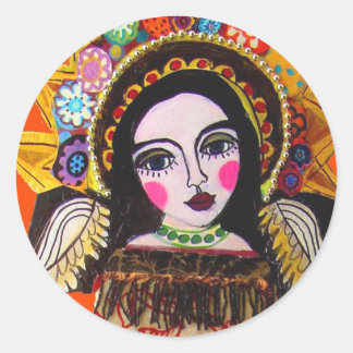 Vrgin of Guadalupe by Heather Galler Classic Round Sticker