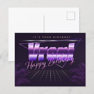 Vroni Name Vorname lila Postkarte Geburtstag Postcard