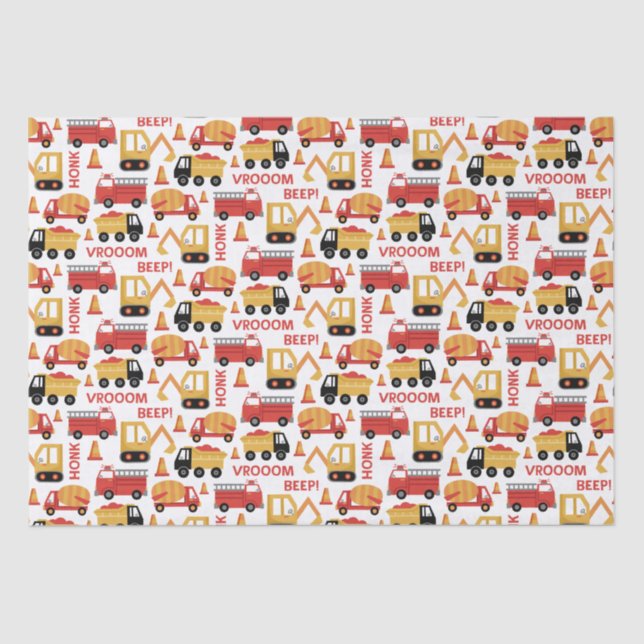Vroom Honk Beep! Trucks  Tissue Paper (Front)