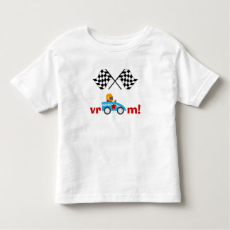 Vroom Race Car and chequered flags kids t-shirt