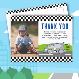 Vroom Racing Car Road Boy Photo Birthday Thank you Postcard