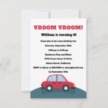 Vroom Vroom Cars Birthday Party Invitation