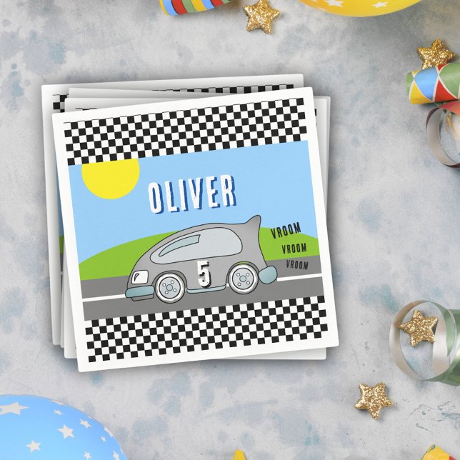 Vroom Vroom Racing Car Road Boy Birthday Party Napkin (Creator Uploaded)