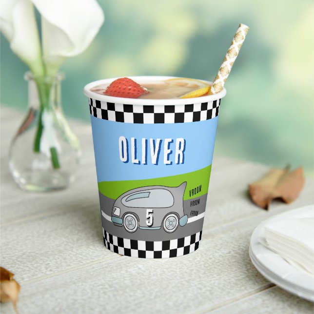 Vroom Vroom Racing Car Road Boy Birthday Party Paper Cups (Insitu)