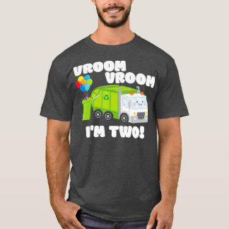 Vroom Vroom Two 2 Yrs Old Birthday Boy Garbage T-Shirt