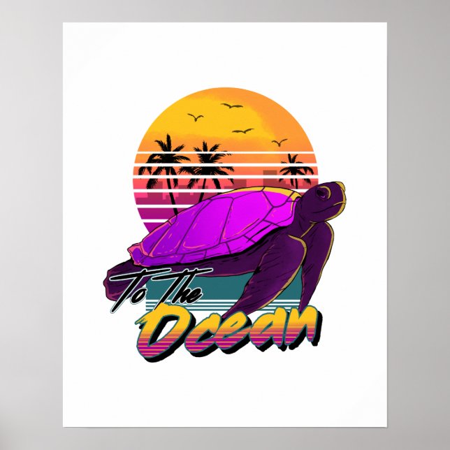 Vsco Girl Sea Turtle vaoirwave aesthetics Poster (Front)